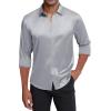 J.VER Men’s Silk Satin Long Sleeve Dress Shirts Shiny Casual Button Down Shirt Luxury Party Prom Shirts(Dark Silver)