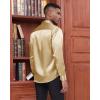 J.VER Men’s Silk Satin Long Sleeve Dress Shirts Shiny Casual Button Down Shirt Luxury Party Prom Shirts(Gold)