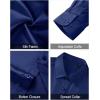 J.VER Men’s Silk Satin Long Sleeve Dress Shirts Shiny Casual Button Down Shirt Luxury Party Prom Shirts(Navy Blue)