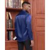 J.VER Men’s Silk Satin Long Sleeve Dress Shirts Shiny Casual Button Down Shirt Luxury Party Prom Shirts(Navy Blue)