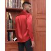 J.VER Men’s Silk Satin Long Sleeve Dress Shirts Shiny Casual Button Down Shirt Luxury Party Prom Shirts(Red)