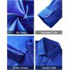 J.VER Men’s Silk Satin Long Sleeve Dress Shirts Shiny Casual Button Down Shirt Luxury Party Prom Shirts(Royal Blue)