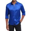 J.VER Men’s Silk Satin Long Sleeve Dress Shirts Shiny Casual Button Down Shirt Luxury Party Prom Shirts(Royal Blue)