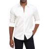 J.VER Men’s Silk Satin Long Sleeve Dress Shirts Shiny Casual Button Down Shirt Luxury Party Prom Shirts(White)