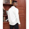 J.VER Men’s Silk Satin Long Sleeve Dress Shirts Shiny Casual Button Down Shirt Luxury Party Prom Shirts(White)