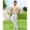 J.VER Polo Shirts for Men Short Sleeve Ribbed Textured Knit Shirt Stretch Casual Golf Tops(Beige)
