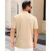 J.VER Polo Shirts for Men Short Sleeve Ribbed Textured Knit Shirt Stretch Casual Golf Tops(Beige)