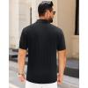 J.VER Polo Shirts for Men Short Sleeve Ribbed Textured Knit Shirt Stretch Casual Golf Tops(Black)
