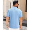 J.VER Polo Shirts for Men Short Sleeve Ribbed Textured Knit Shirt Stretch Casual Golf Tops(Blue)