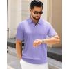 J.VER Polo Shirts for Men Short Sleeve Ribbed Textured Knit Shirt Stretch Casual Golf Tops(Lavender Purple)