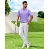 J.VER Polo Shirts for Men Short Sleeve Ribbed Textured Knit Shirt Stretch Casual Golf Tops(Lavender Purple)