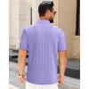 J.VER Polo Shirts for Men Short Sleeve Ribbed Textured Knit Shirt Stretch Casual Golf Tops(Lavender Purple)