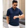 J.VER Polo Shirts for Men Short Sleeve Ribbed Textured Knit Shirt Stretch Casual Golf Tops(Navy Blue)