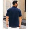 J.VER Polo Shirts for Men Short Sleeve Ribbed Textured Knit Shirt Stretch Casual Golf Tops(Navy Blue)