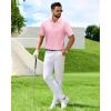 J.VER Polo Shirts for Men Short Sleeve Ribbed Textured Knit Shirt Stretch Casual Golf Tops(Pink)