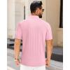 J.VER Polo Shirts for Men Short Sleeve Ribbed Textured Knit Shirt Stretch Casual Golf Tops(Pink)