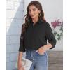 J.VER Women’s Button Down Shirt Long Sleeve Solid Dress Shirts Chiffon Work Office Blouse Fashion Formal Business Casual Tops(Black)