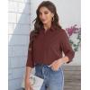 J.VER Women’s Button Down Shirt Long Sleeve Solid Dress Shirts Chiffon Work Office Blouse Fashion Formal Business Casual Tops(Coffee)