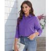 J.VER Women’s Button Down Shirt Long Sleeve Solid Dress Shirts Chiffon Work Office Blouse Fashion Formal Business Casual Tops(Dark Purple)