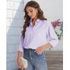 J.VER Women’s Button Down Shirt Long Sleeve Solid Dress Shirts Chiffon Work Office Blouse Fashion Formal Business Casual Tops(Light Purple)