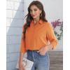 J.VER Women’s Button Down Shirt Long Sleeve Solid Dress Shirts Chiffon Work Office Blouse Fashion Formal Business Casual Tops(Orange)