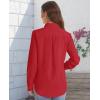 J.VER Women’s Button Down Shirt Long Sleeve Solid Dress Shirts Chiffon Work Office Blouse Fashion Formal Business Casual Tops(Red)