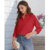 J.VER Women’s Button Down Shirt Long Sleeve Solid Dress Shirts Chiffon Work Office Blouse Fashion Formal Business Casual Tops(Red)