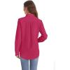 J.VER Women’s Button Down Shirt Long Sleeve Solid Dress Shirts Chiffon Work Office Blouse Fashion Formal Business Casual Tops(Rose Red)