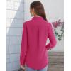 J.VER Women’s Button Down Shirt Long Sleeve Solid Dress Shirts Chiffon Work Office Blouse Fashion Formal Business Casual Tops(Rose Red)