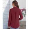 J.VER Women’s Button Down Shirt Long Sleeve Solid Dress Shirts Chiffon Work Office Blouse Fashion Formal Business Casual Tops(Wine Red)