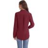 J.VER Women’s Button Down Shirt Long Sleeve Solid Dress Shirts Chiffon Work Office Blouse Fashion Formal Business Casual Tops(Wine Red)