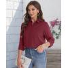 J.VER Women’s Button Down Shirt Long Sleeve Solid Dress Shirts Chiffon Work Office Blouse Fashion Formal Business Casual Tops(Wine Red)
