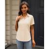 J.VER Womens Button Down Shirts Stretch Wrinkle Free Formal Short Sleeve Dress Shirt Summer Work Blouses Business Casual Tops(Beige)