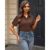 J.VER Womens Button Down Shirts Stretch Wrinkle Free Formal Short Sleeve Dress Shirt Summer Work Blouses Business Casual Tops(Coffee)