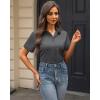 J.VER Womens Button Down Shirts Stretch Wrinkle Free Formal Short Sleeve Dress Shirt Summer Work Blouses Business Casual Tops(Dark Grey)