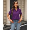 J.VER Womens Button Down Shirts Stretch Wrinkle Free Formal Short Sleeve Dress Shirt Summer Work Blouses Business Casual Tops(Dark Purple)