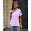 J.VER Womens Button Down Shirts Stretch Wrinkle Free Formal Short Sleeve Dress Shirt Summer Work Blouses Business Casual Tops(Light Purple)