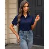 J.VER Womens Button Down Shirts Stretch Wrinkle Free Formal Short Sleeve Dress Shirt Summer Work Blouses Business Casual Tops(Navy)