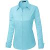 J.VER Womens Dress Shirts Long Sleeve Button Down Shirt Wrinkle-Free Business Casual Blouse Office Work Tops(Aqua Blue)