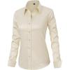 J.VER Womens Dress Shirts Long Sleeve Button Down Shirt Wrinkle-Free Business Casual Blouse Office Work Tops(Beige)