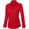 J.VER Womens Dress Shirts Long Sleeve Button Down Shirt Wrinkle-Free Business Casual Blouse Office Work Tops(Bright Red)