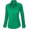 J.VER Womens Dress Shirts Long Sleeve Button Down Shirt Wrinkle-Free Business Casual Blouse Office Work Tops(Dark Green)