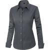 J.VER Womens Dress Shirts Long Sleeve Button Down Shirt Wrinkle-Free Business Casual Blouse Office Work Tops(Dark Grey)