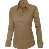 J.VER Womens Dress Shirts Long Sleeve Button Down Shirt Wrinkle-Free Business Casual Blouse Office Work Tops(Dark Khaki)