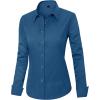 J.VER Womens Dress Shirts Long Sleeve Button Down Shirt Wrinkle-Free Business Casual Blouse Office Work Tops(Ink Blue)