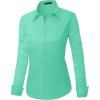 J.VER Womens Dress Shirts Long Sleeve Button Down Shirt Wrinkle-Free Business Casual Blouse Office Work Tops(Light Green)