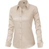 J.VER Womens Dress Shirts Long Sleeve Button Down Shirt Wrinkle-Free Business Casual Blouse Office Work Tops(Light Khaki)