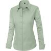 J.VER Womens Dress Shirts Long Sleeve Button Down Shirt Wrinkle-Free Business Casual Blouse Office Work Tops(Morandi Green)