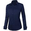 J.VER Womens Dress Shirts Long Sleeve Button Down Shirt Wrinkle-Free Business Casual Blouse Office Work Tops(Navy Blue)