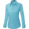 J.VER Womens Dress Shirts Long Sleeve Button Down Shirt Wrinkle-Free Business Casual Blouse Office Work Tops(Ocean Blue)